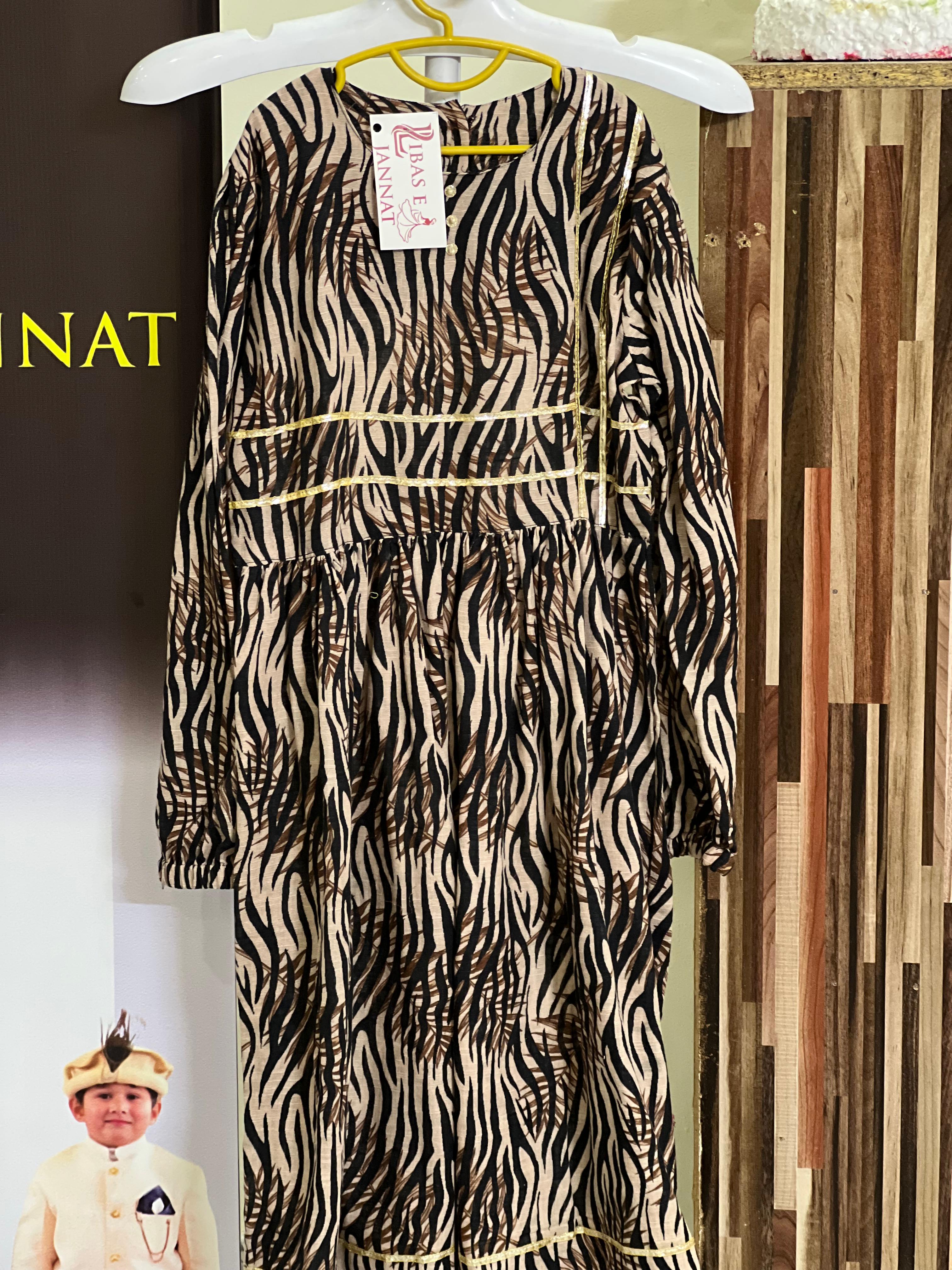 Black stripped Frock with Embalished Lace