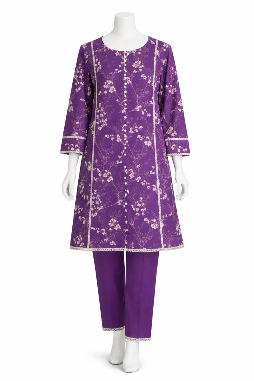 Lavender mist khaddar 2 piece